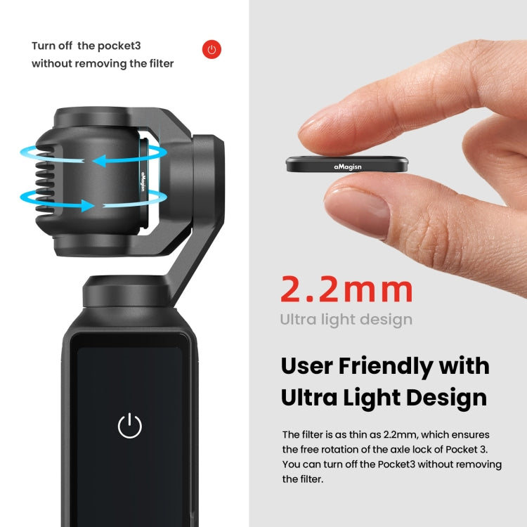 For DJI Osmo Pocket 3 aMagisn HD Double Sided Coated Filters Sports Camera Protective Goggles, Style: ND16+ND64+ND256 + CPL - HoMEdemic™ 
