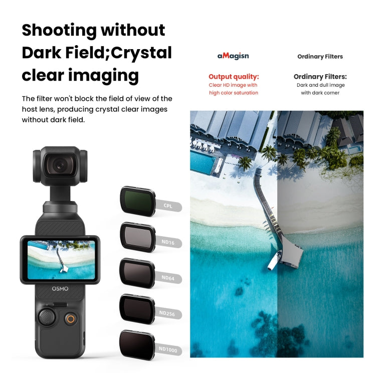 For DJI Osmo Pocket 3 aMagisn HD Double Sided Coated Filters Sports Camera Protective Goggles, Style: ND16+ND64+ND256 + CPL - HoMEdemic™ 