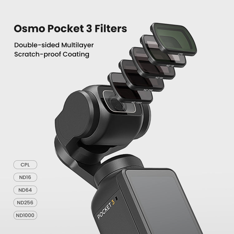 For DJI Osmo Pocket 3 aMagisn HD Double Sided Coated Filters Sports Camera Protective Goggles, Style: ND16+ND64+ND256+ND1000 - HoMEdemic™ 