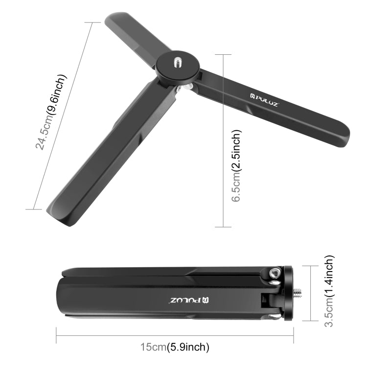 For DJI Osmo Pocket 4 / 3 / Insta360 X4 PULUZ Aluminum Alloy Metal Tripod (Black) - HoMEdemic™ 