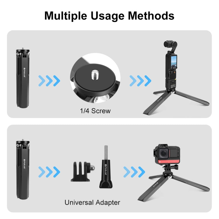 For DJI Osmo Pocket 4 / 3 / Insta360 X4 PULUZ Aluminum Alloy Metal Tripod (Black) - HoMEdemic™ 