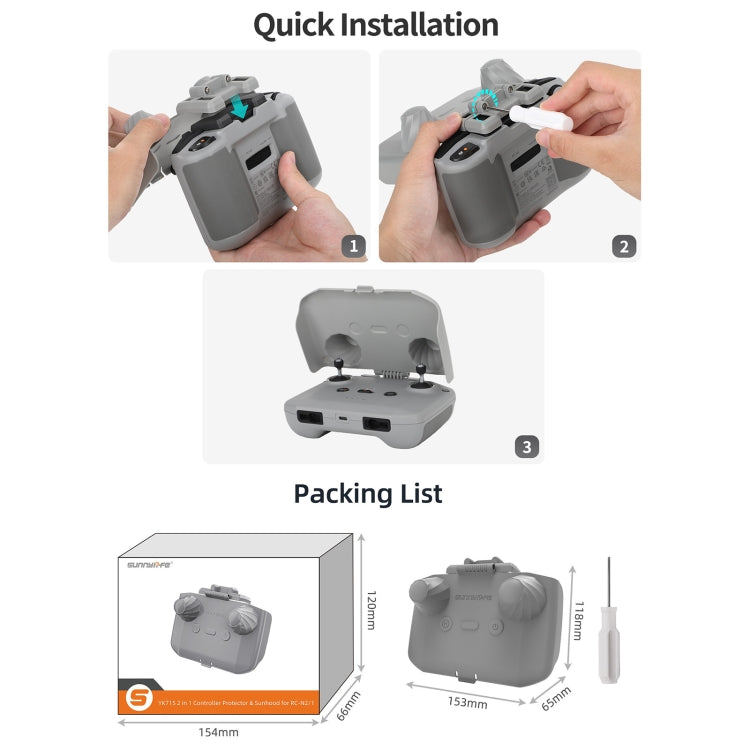 For DJI RC- N2 / N1 Sunnylife YK715 Remote Control Sunshade Protection Cover (Grey) - HoMEdemic™ 