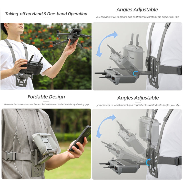 For DJI RC Pro Sunnylife Remote Control Waist Support Bracket Chest Strap(Grey) - HoMEdemic™ 