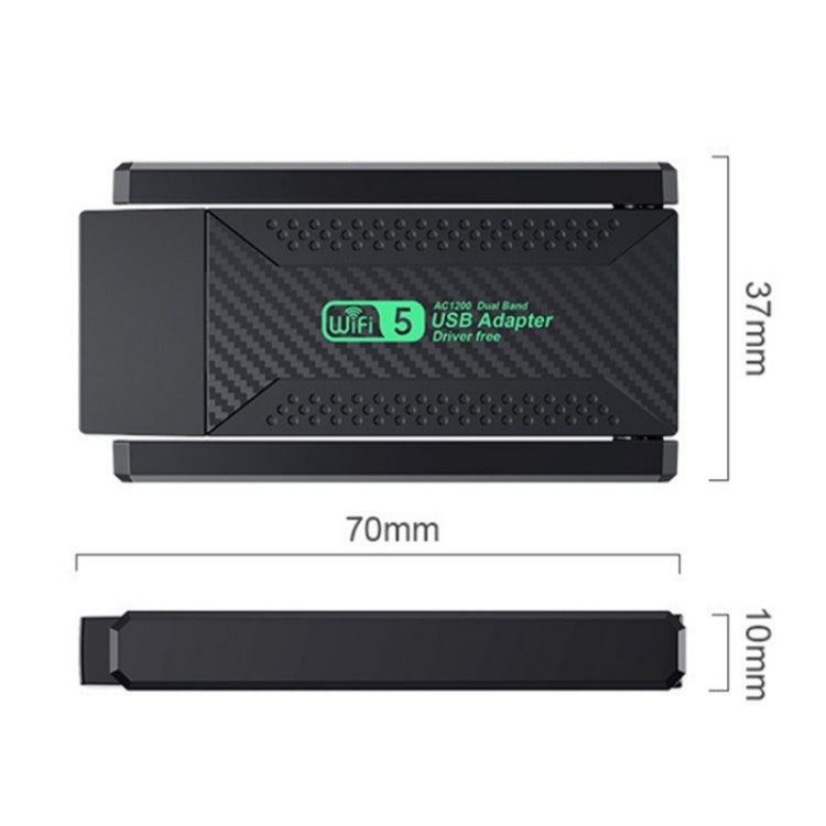 For Desktop PC Laptop Dual Band Driver-Free USB3.0 5G 1200Mbps WiFi Wireless Adapter - HoMEdemic™ 
