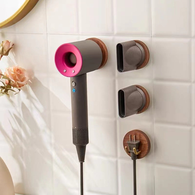 For Dyson Hair Dryer Plug Walnut Wall-mounted Storage Rack Wooden Shelf - HoMEdemic™ 