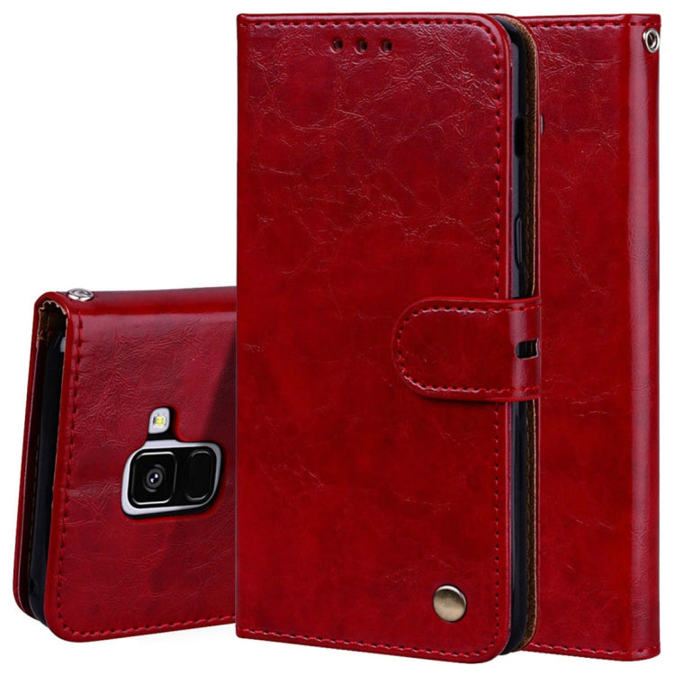 For Galaxy A8 (2018) Business Style Oil Wax Texture Horizontal Flip Leather Case with Holder & Card Slots & Wallet, For Galaxy A8 (2018) - HoMEdemic™ 
