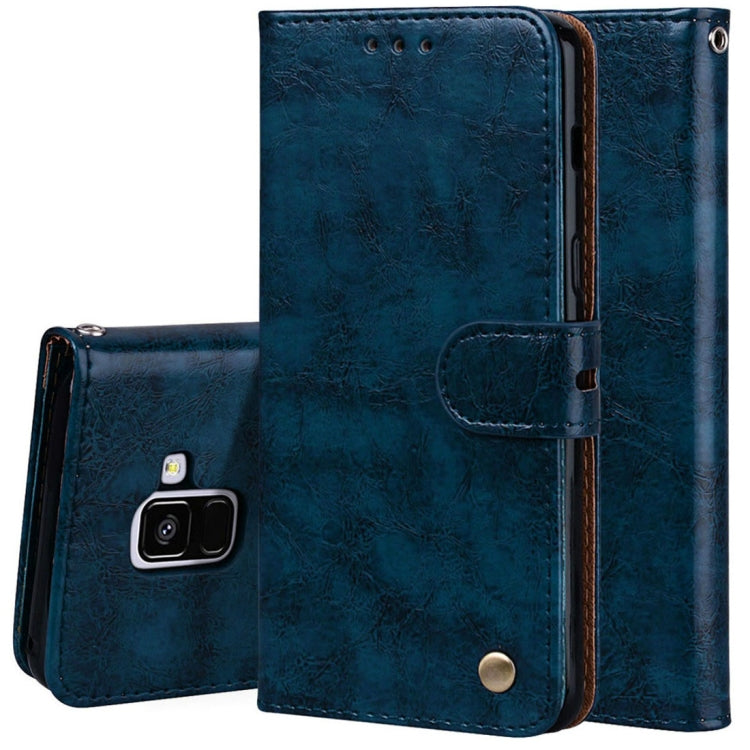 For Galaxy A8 (2018) Business Style Oil Wax Texture Horizontal Flip Leather Case with Holder & Card Slots & Wallet - HoMEdemic™ 