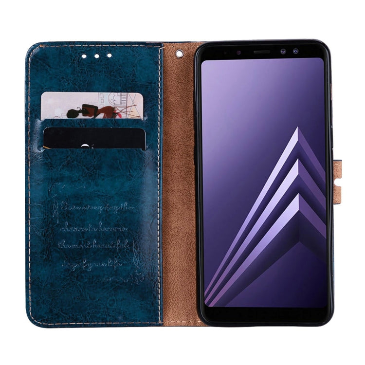 For Galaxy A8 (2018) Business Style Oil Wax Texture Horizontal Flip Leather Case with Holder & Card Slots & Wallet - HoMEdemic™ 