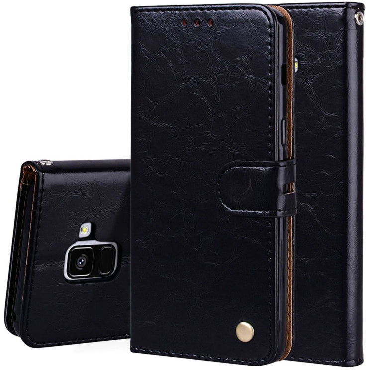 For Galaxy A8 (2018) Business Style Oil Wax Texture Horizontal Flip Leather Case with Holder & Card Slots & Wallet - HoMEdemic™ 