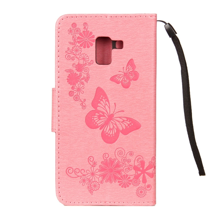 For Galaxy A8+ (2018) Vintage Embossed Floral Butterfly Pattern Horizontal Flip Leather Case with Card Slot & Holder & Wallet & Lanyard, For Galaxy A8+ (2018) - HoMEdemic™ 