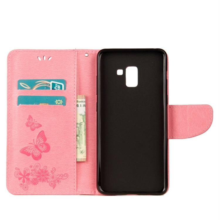 For Galaxy A8+ (2018) Vintage Embossed Floral Butterfly Pattern Horizontal Flip Leather Case with Card Slot & Holder & Wallet & Lanyard, For Galaxy A8+ (2018) - HoMEdemic™ 