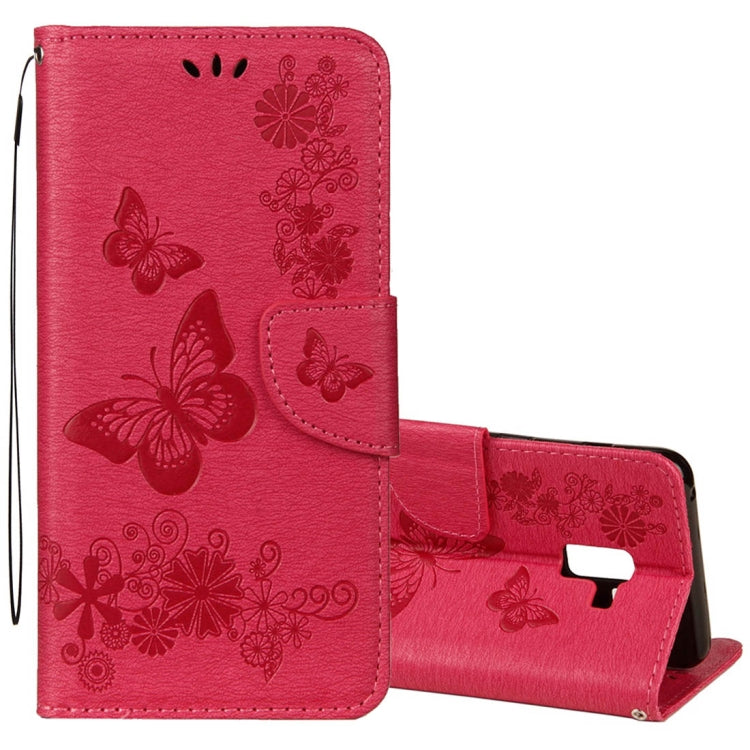 For Galaxy A8+ (2018) Vintage Embossed Floral Butterfly Pattern Horizontal Flip Leather Case with Card Slot & Holder & Wallet & Lanyard, For Galaxy A8+ (2018) - HoMEdemic™ 