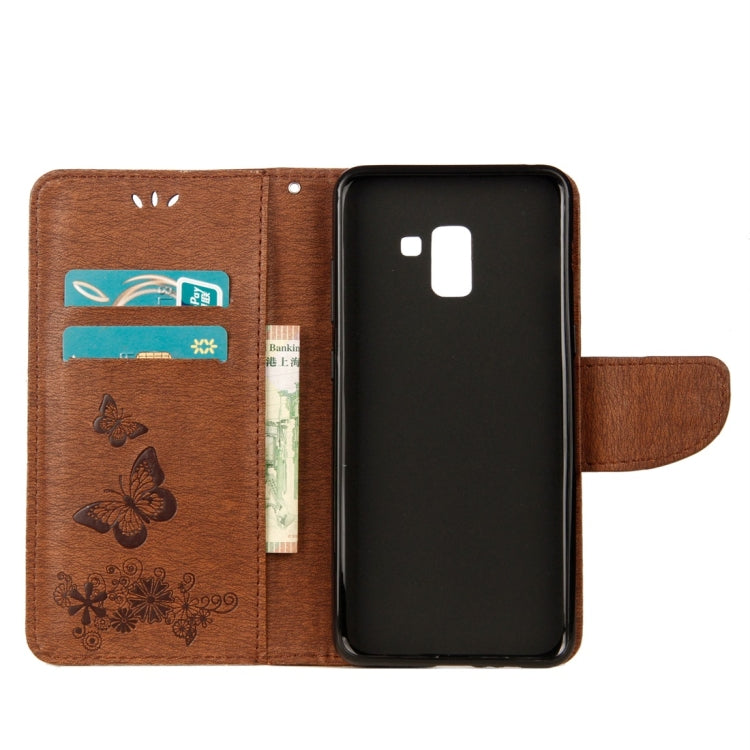 For Galaxy A8 (2018) Vintage Embossed Floral Butterfly Pattern Horizontal Flip Leather Case with Card Slot & Holder & Wallet & Lanyard, For Galaxy A8 (2018) - HoMEdemic™ 