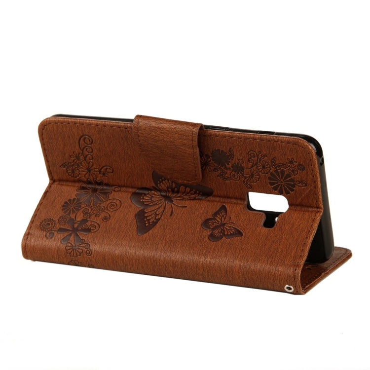For Galaxy A8 (2018) Vintage Embossed Floral Butterfly Pattern Horizontal Flip Leather Case with Card Slot & Holder & Wallet & Lanyard, For Galaxy A8 (2018) - HoMEdemic™ 