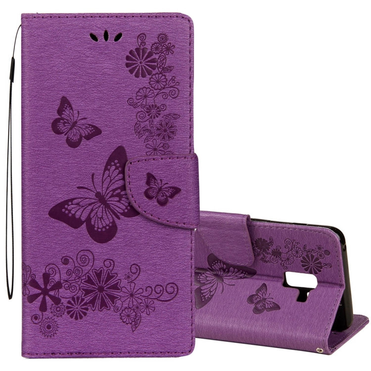 For Galaxy A8 (2018) Vintage Embossed Floral Butterfly Pattern Horizontal Flip Leather Case with Card Slot & Holder & Wallet & Lanyard, For Galaxy A8 (2018) - HoMEdemic™ 
