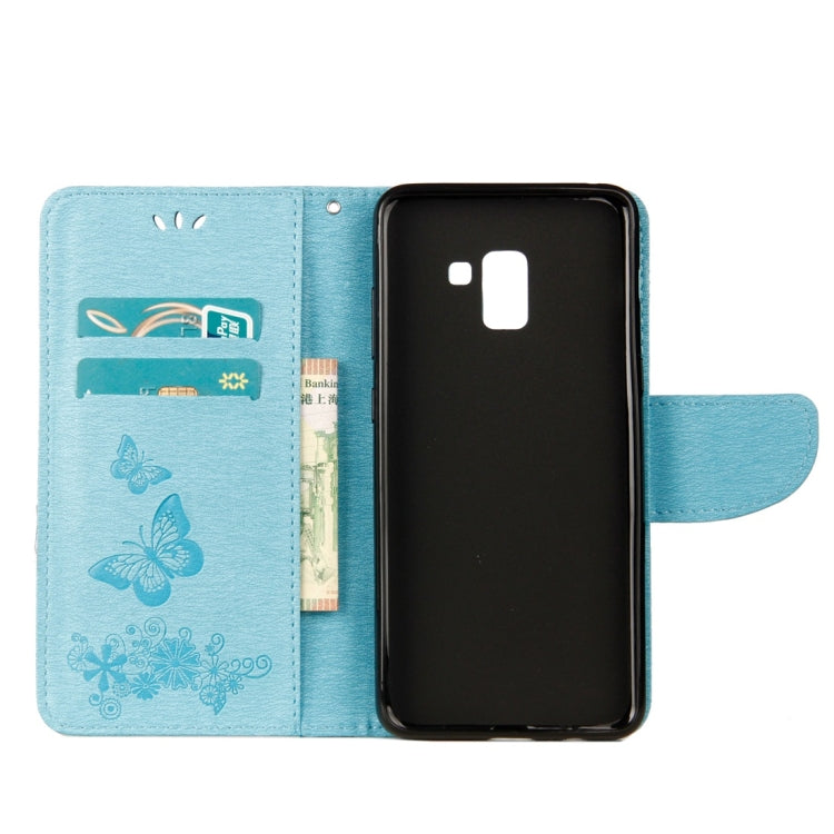 For Galaxy A8+ (2018) Vintage Embossed Floral Butterfly Pattern Horizontal Flip Leather Case with Card Slot & Holder & Wallet & Lanyard, For Galaxy A8+ (2018) - HoMEdemic™