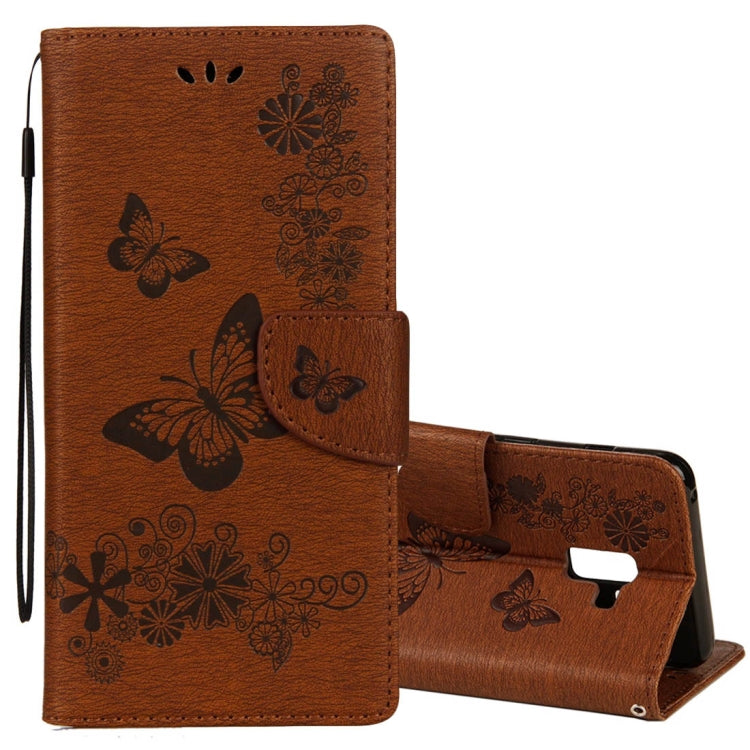 For Galaxy A8+ (2018) Vintage Embossed Floral Butterfly Pattern Horizontal Flip Leather Case with Card Slot & Holder & Wallet & Lanyard, For Galaxy A8+ (2018) - HoMEdemic™