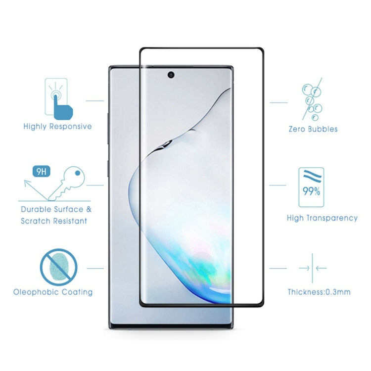 For Galaxy Note 10+  0.3mm 9H Surface Hardness 3D Curved Edge Glue Curved Full Screen Tempered Glass Film, Fingerprint Unlock Is Supported, For Galaxy Note 10+ (1 PC), For Galaxy Note 10+(1 PC) - HoMEdemic™ 