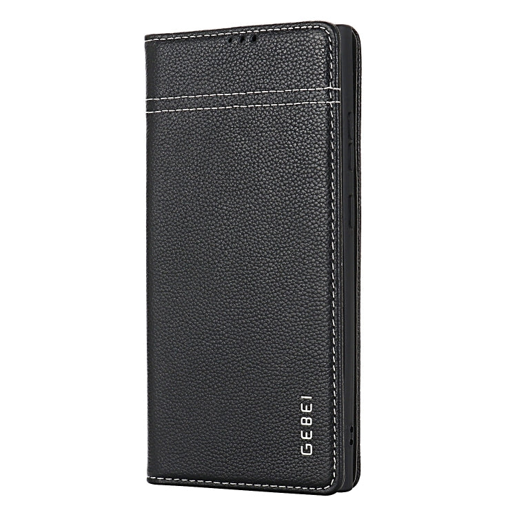 For Galaxy S24 5G GEBEI Top-grain Horizontal Flip Leather Phone Case(Black) - HoMEdemic™ 