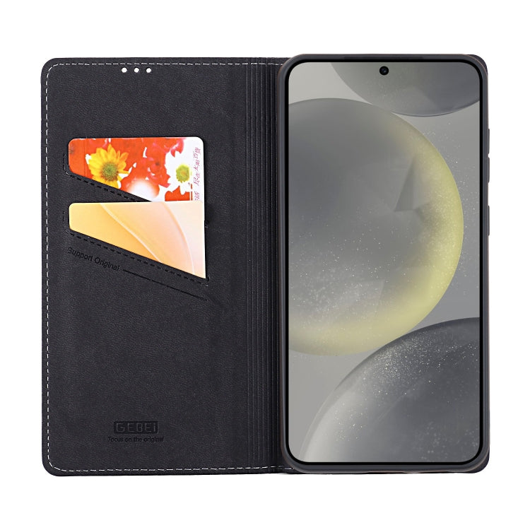 For Galaxy S24 5G GEBEI Top-grain Horizontal Flip Leather Phone Case(Black) - HoMEdemic™ 