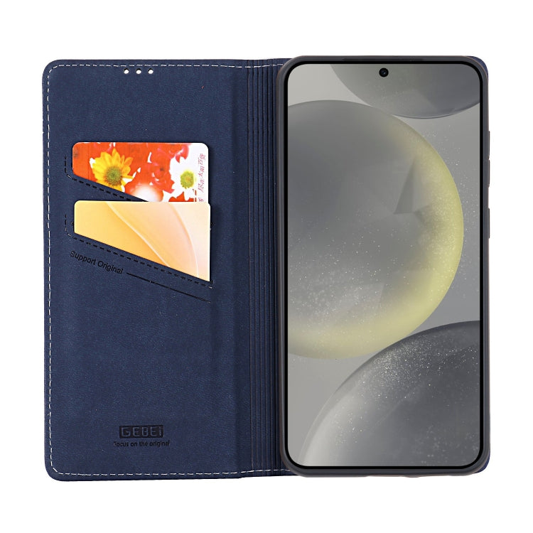 For Galaxy S24 5G GEBEI Top-grain Horizontal Flip Leather Phone Case(Blue) - HoMEdemic™ 