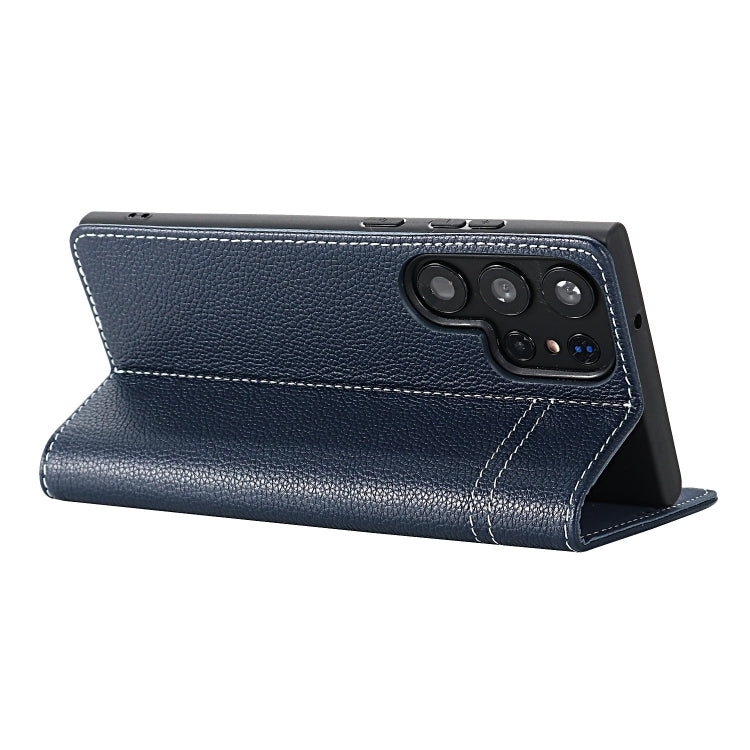 For Galaxy S24 5G GEBEI Top-grain Horizontal Flip Leather Phone Case(Blue) - HoMEdemic™ 