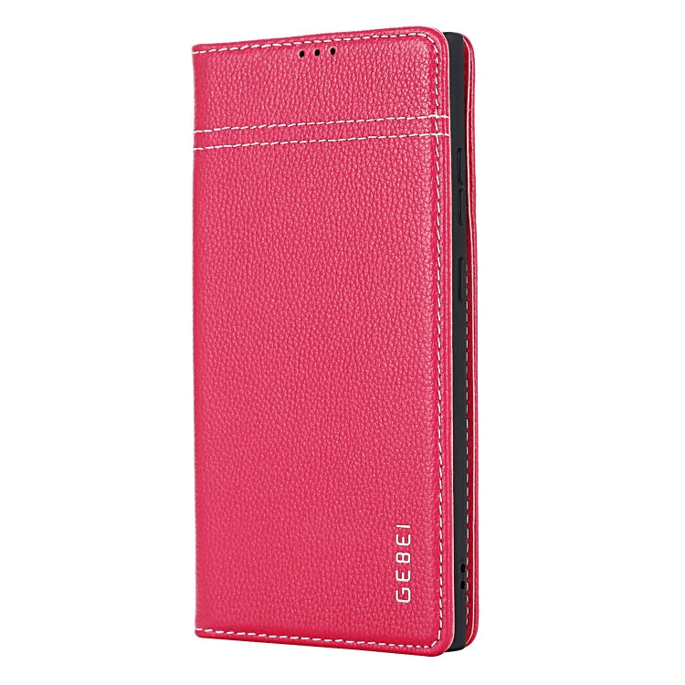 For Galaxy S24 5G GEBEI Top-grain Horizontal Flip Leather Phone Case(Rose Red) - HoMEdemic™ 