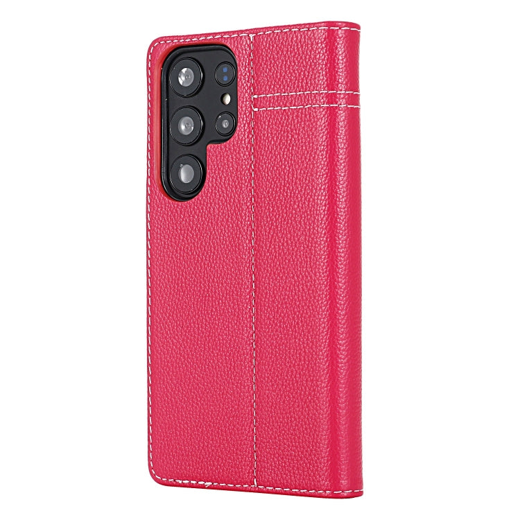 For Galaxy S24 5G GEBEI Top-grain Horizontal Flip Leather Phone Case(Rose Red) - HoMEdemic™ 