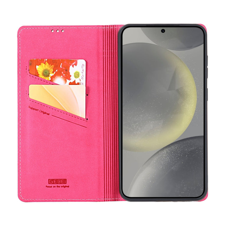 For Galaxy S24 5G GEBEI Top-grain Horizontal Flip Leather Phone Case(Rose Red) - HoMEdemic™ 