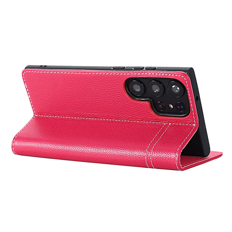 For Galaxy S24 5G GEBEI Top-grain Horizontal Flip Leather Phone Case(Rose Red) - HoMEdemic™ 