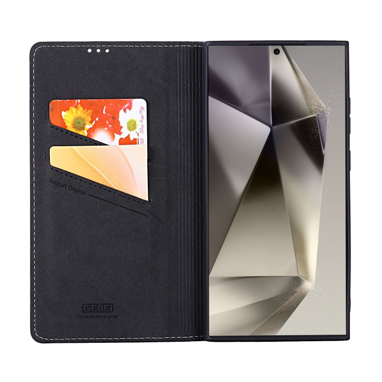 For Galaxy S24 Ultra 5G GEBEI Top-grain Horizontal Flip Leather Phone Case(Black) - HoMEdemic™ 
