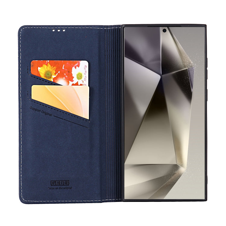 For Galaxy S24 Ultra 5G GEBEI Top-grain Horizontal Flip Leather Phone Case(Blue) - HoMEdemic™ 