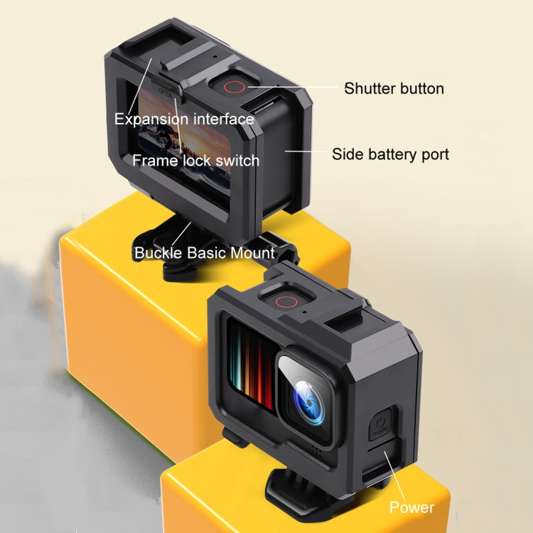 For GoPro HERO10 Black / HERO9 Black ABS Plastic Border Frame Mount Protective Case with Buckle Basic Mount & Screw (Black) - HoMEdemic™ 