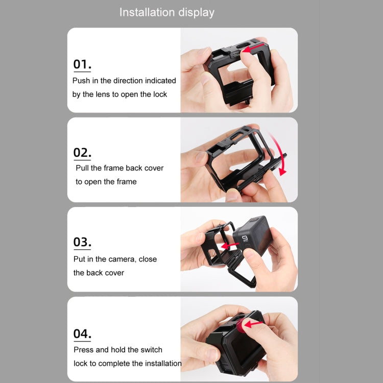 For GoPro HERO10 Black / HERO9 Black ABS Plastic Border Frame Mount Protective Case with Buckle Basic Mount & Screw (Black) - HoMEdemic™ 