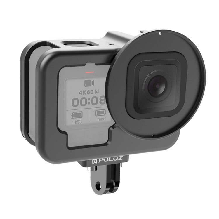 For GoPro HERO13 Black /12 Black /11 Black /10 Black /9 Black PULUZ Thin Housing Shell CNC Aluminum Alloy Protective Cage with Insurance Frame & 52mm UV Lens(Black) - HoMEdemic™ 
