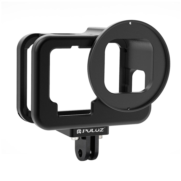 For GoPro HERO13 Black /12 Black /11 Black /10 Black /9 Black PULUZ Thin Housing Shell CNC Aluminum Alloy Protective Cage with Insurance Frame & 52mm UV Lens(Black) - HoMEdemic™ 