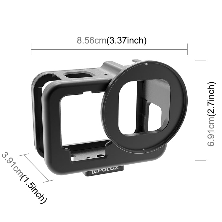 For GoPro HERO13 Black /12 Black /11 Black /10 Black /9 Black PULUZ Thin Housing Shell CNC Aluminum Alloy Protective Cage with Insurance Frame & 52mm UV Lens(Black) - HoMEdemic™ 