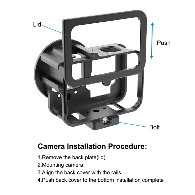 For GoPro HERO13 Black /12 Black /11 Black /10 Black /9 Black PULUZ Thin Housing Shell CNC Aluminum Alloy Protective Cage with Insurance Frame & 52mm UV Lens(Black) - HoMEdemic™ 
