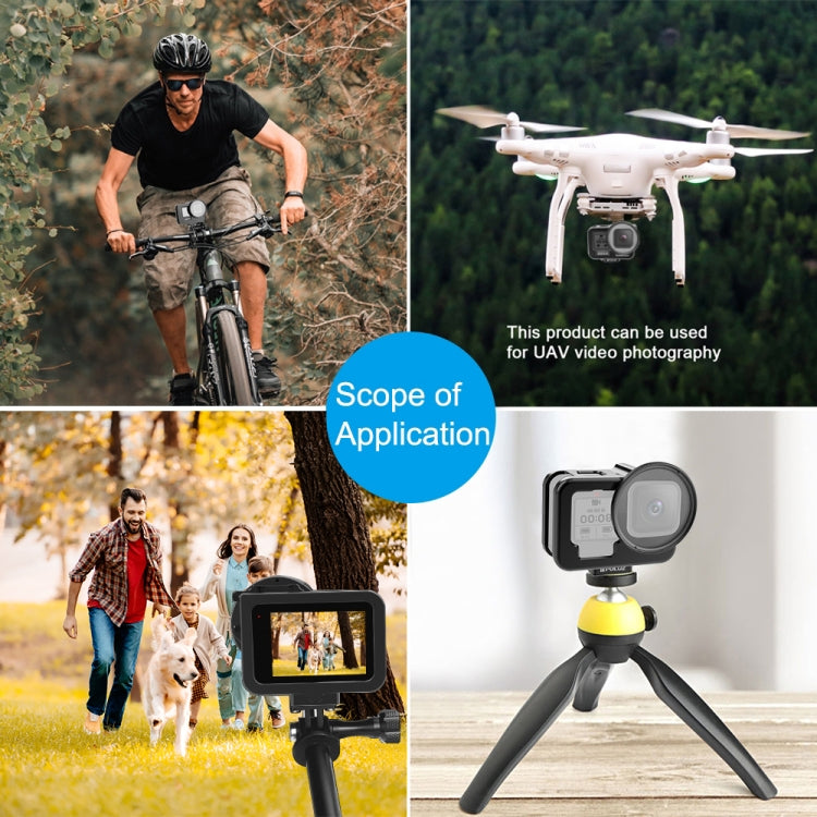 For GoPro HERO13 Black /12 Black /11 Black /10 Black /9 Black PULUZ Thin Housing Shell CNC Aluminum Alloy Protective Cage with Insurance Frame & 52mm UV Lens(Black) - HoMEdemic™ 