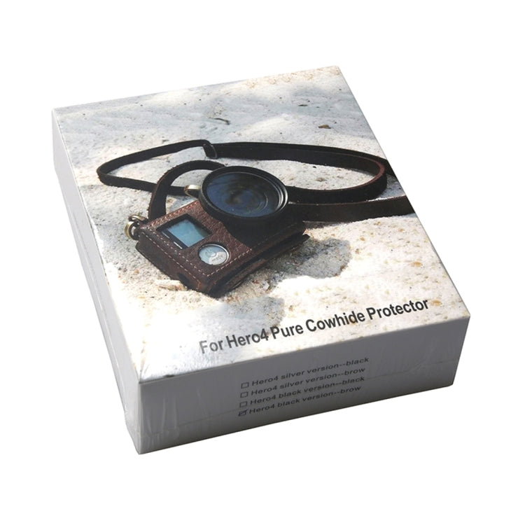 For GoPro HERO4 Litchi Texture Genuine Leather Protective Case with Sling(Brown) - HoMEdemic™ 