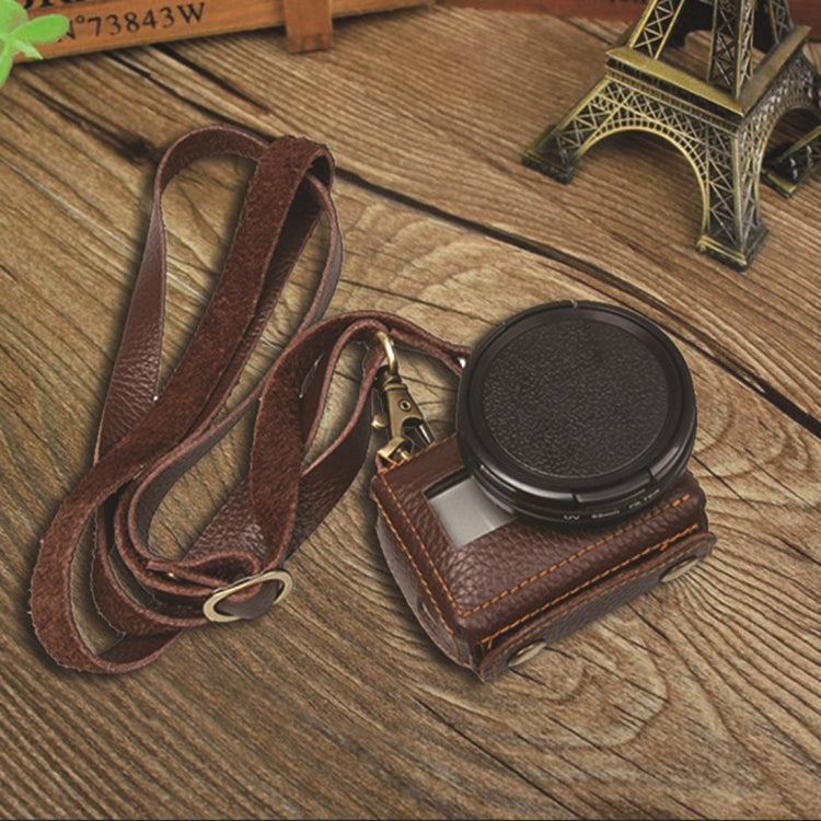 For GoPro HERO4 Litchi Texture Genuine Leather Protective Case with Sling(Brown) - HoMEdemic™ 