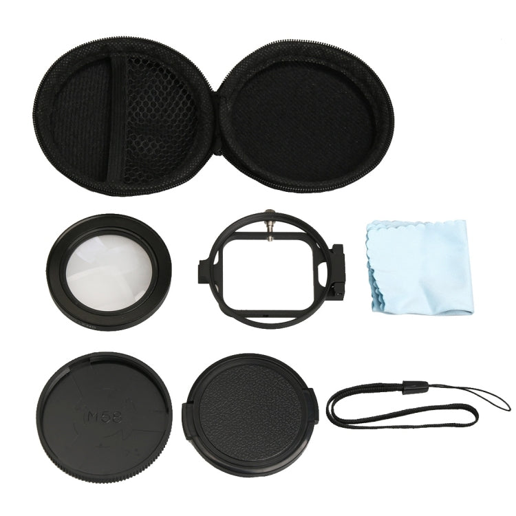 For GoPro HERO5 Sport Action Camera Professional 58mm 16X Macro Lens Close-up Filter with Lens Base & Adapter Ring & Lens Protective Cap & Anti-lost Hand Strap & Cleaning Cloth - HoMEdemic™ 