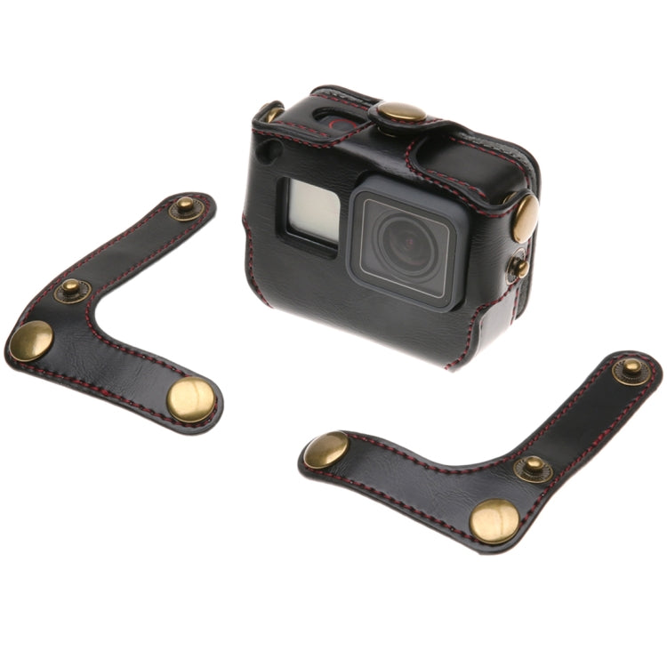For GoPro HERO7 Black /6 /5  PU Leather Housing Case with Neck Strap & Buttons(Black) - HoMEdemic™ 