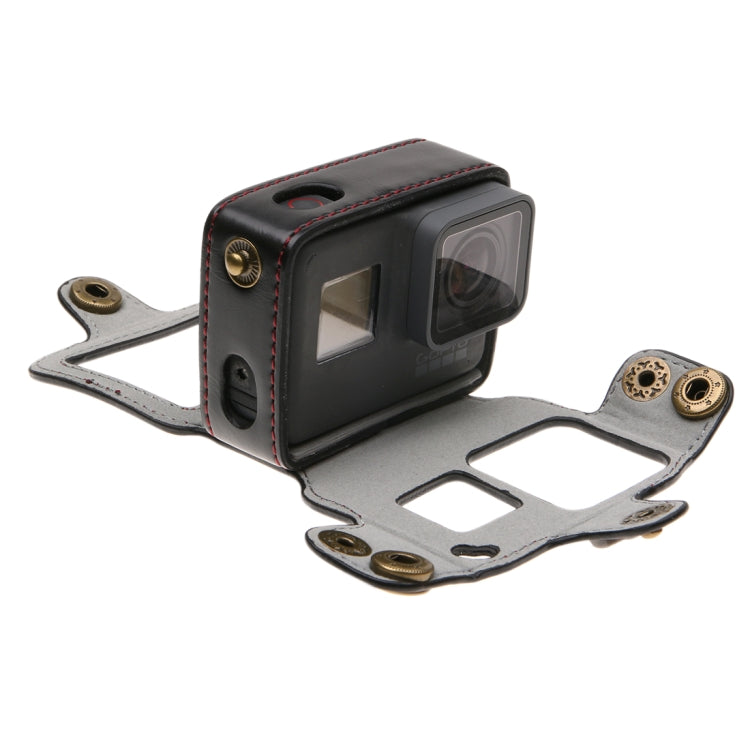 For GoPro HERO7 Black /6 /5  PU Leather Housing Case with Neck Strap & Buttons(Black) - HoMEdemic™ 