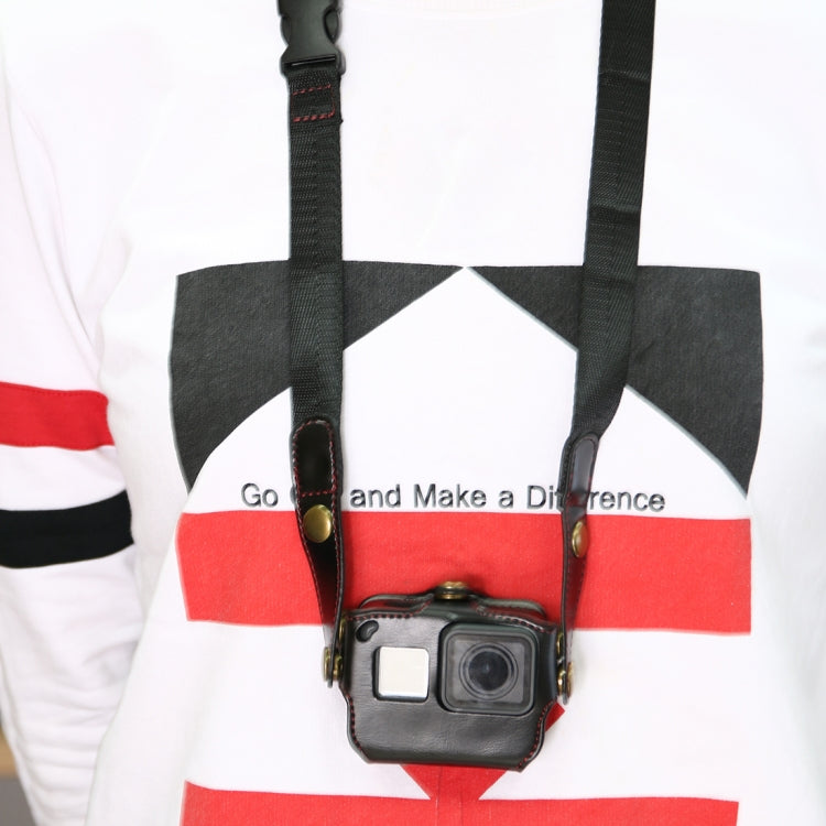 For GoPro HERO7 Black /6 /5  PU Leather Housing Case with Neck Strap & Buttons(Black) - HoMEdemic™ 