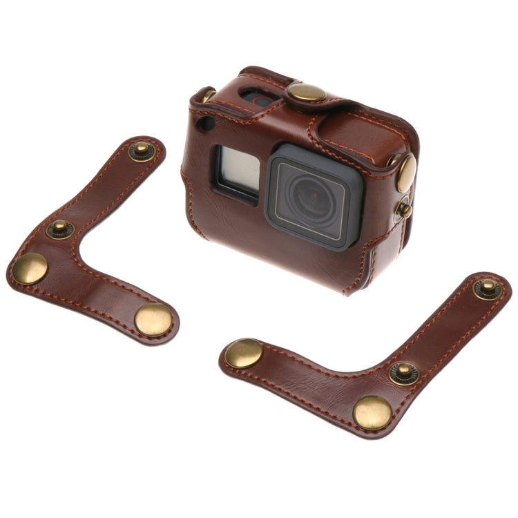 For GoPro HERO7 Black /6 /5  PU Leather Housing Case with Neck Strap & Buttons(Brown) - HoMEdemic™ 
