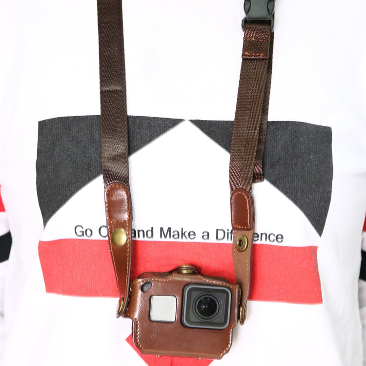 For GoPro HERO7 Black /6 /5  PU Leather Housing Case with Neck Strap & Buttons(Brown) - HoMEdemic™ 