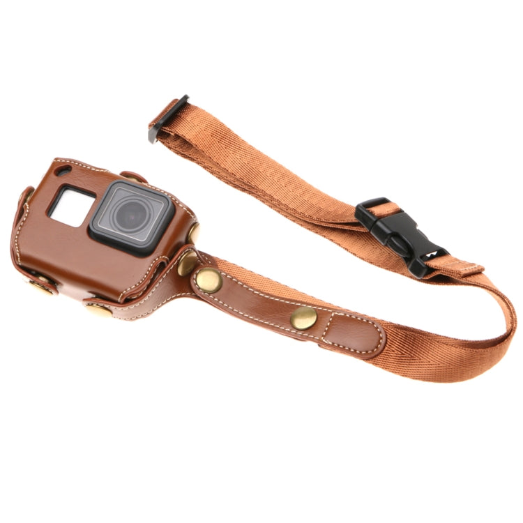 For GoPro HERO7 Black /6 /5  PU Leather Housing Case with Neck Strap & Buttons(Coffee) - HoMEdemic™ 