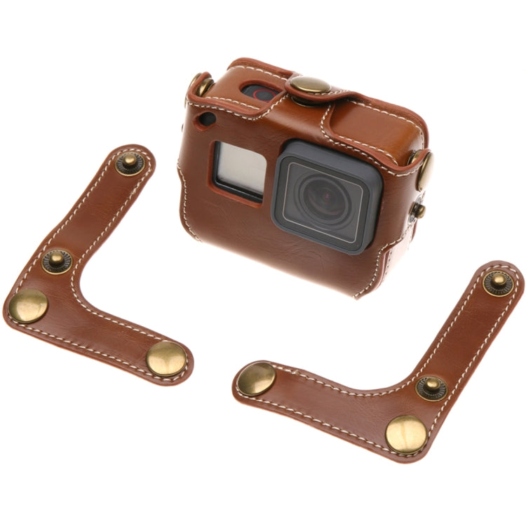 For GoPro HERO7 Black /6 /5  PU Leather Housing Case with Neck Strap & Buttons(Coffee) - HoMEdemic™ 
