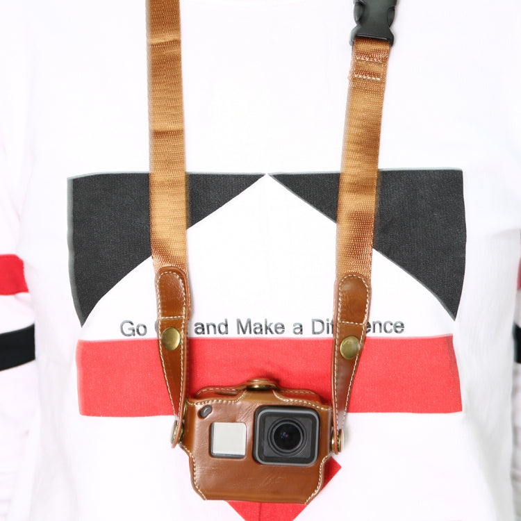 For GoPro HERO7 Black /6 /5  PU Leather Housing Case with Neck Strap & Buttons(Coffee) - HoMEdemic™ 